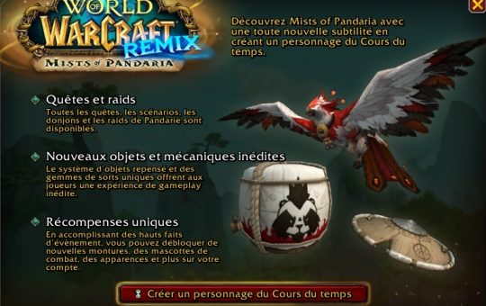 mists of pandaria remix en ligne 95 jours couverture