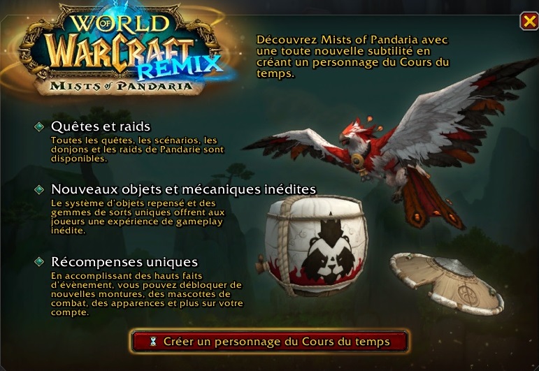 mists of pandaria remix en ligne 95 jours couverture