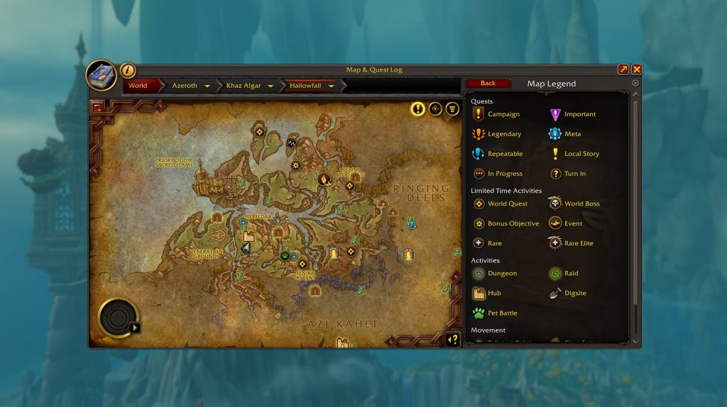 mise à jour interface utilisateur quêtes carte map icones war within mode arachnophobe